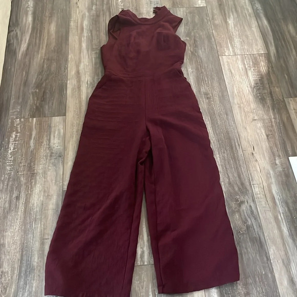 Eva Franco Charley Mock Neck Jumpsuit Maroon Burgundy Anthropologie Small - Picture 4 of 9
